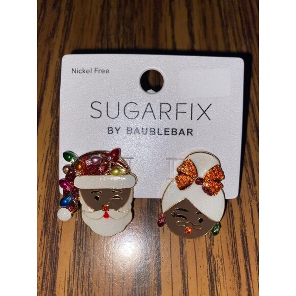SUGARFIX by BaubleBar Mr. and Mrs. Claus Stud Earrings NWT Christmas Holiday - Picture 1 of 4